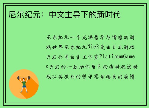 尼尔纪元：中文主导下的新时代